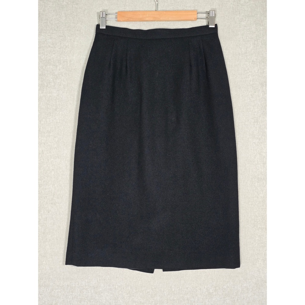 Unbranded Women's Black Wool Blend Lined Pencil Skirt Knee Length Back Slit 8